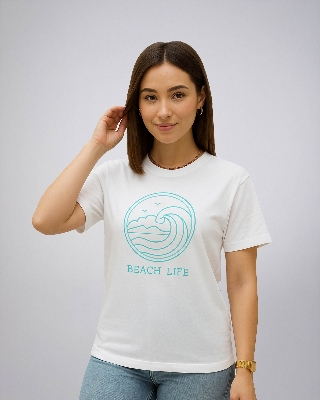 Picture of Leafletic Ladies Summer Vibe Soft Cotton Printed T-Shirt