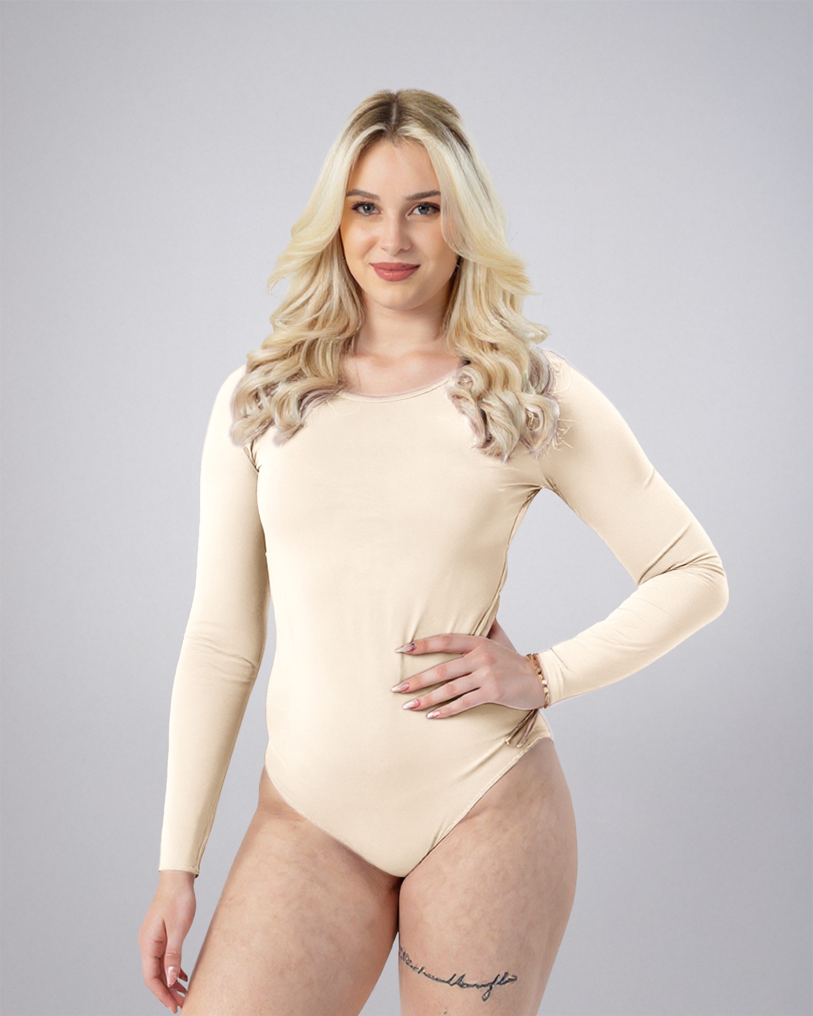 Picture of Leafletic Premium Women’s Bodysuit – Long Sleeve, Soft Stretch Fabric | Slim Fit One-Piece for Casual, Office or Layering | Lightweight, Breathable & Comfortable Daily Wear Bodysuit | Stylish Basic Top