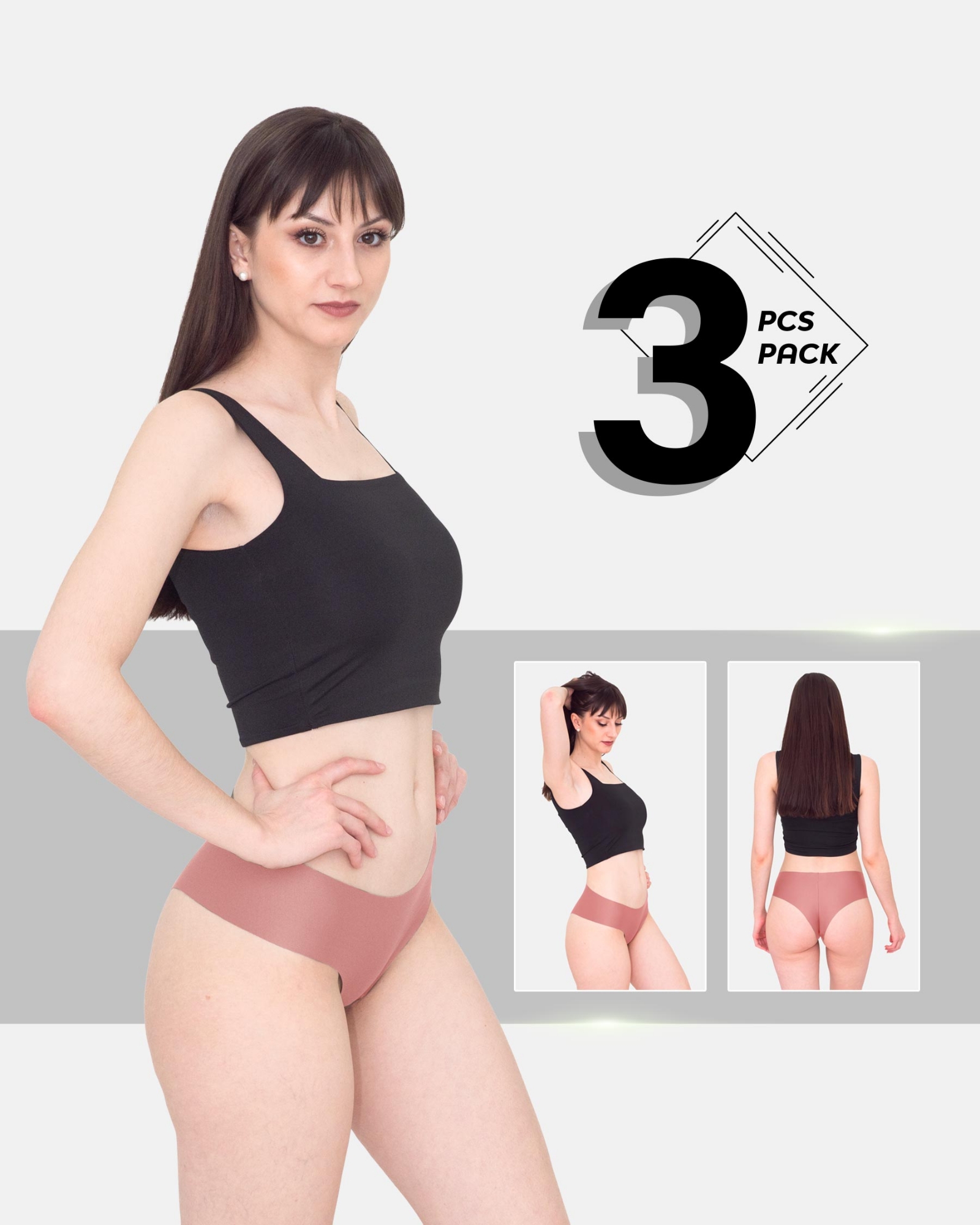 Picture of Leafletic Women's Seamless Low-Rise Hipster Underwear | Soft & Stretchable Panty | Comfortable Hipster Undergarment for Ladies | All-Day Comfort Women's Panties | 3 Piece Combo Pack