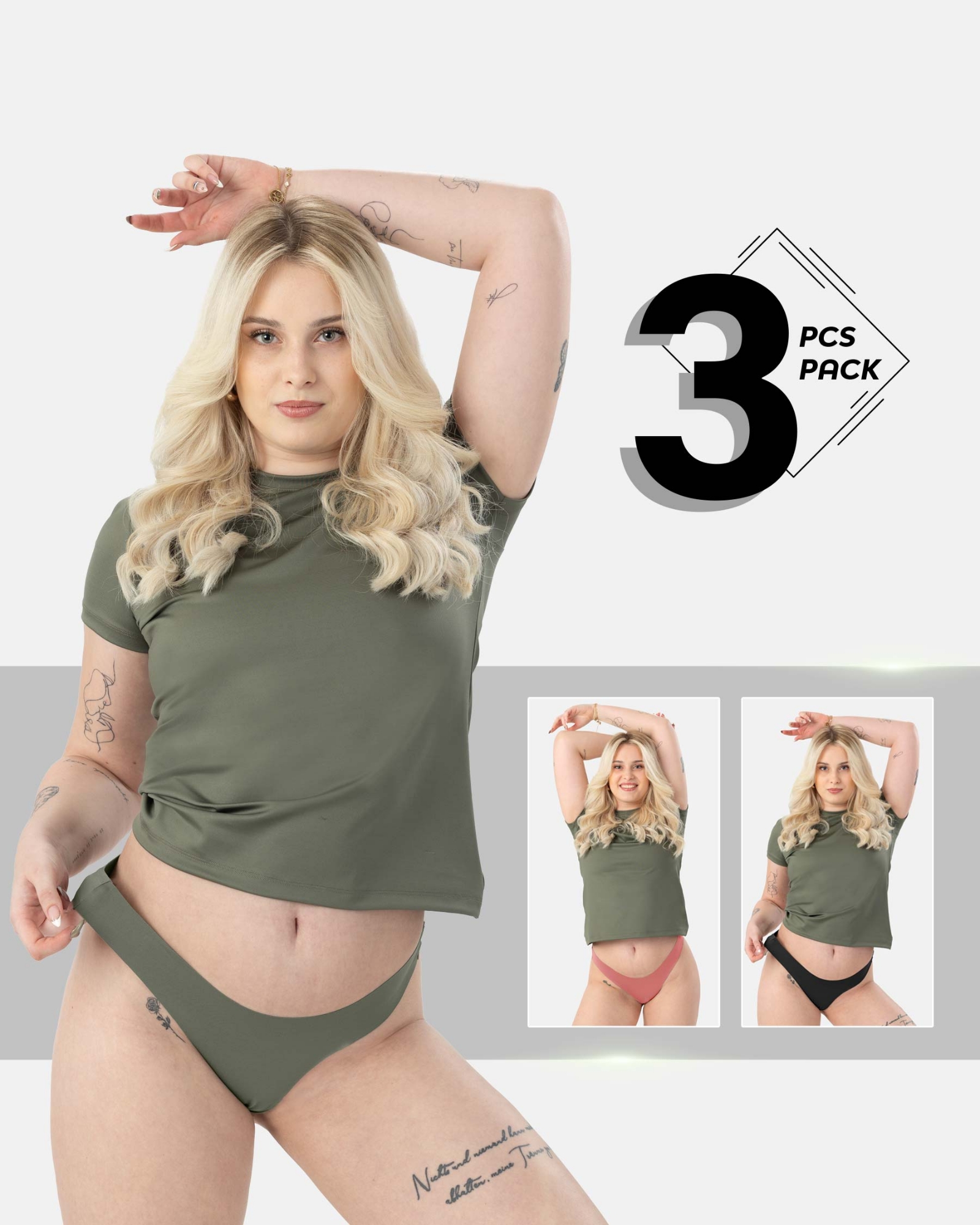 Picture of Leafletic Women's Seamless Low-Rise Brazilian Underwear | Soft & Stretchable Panty | Comfortable Brazilian Undergarment for Ladies | All-Day Comfort Women's Panties | 3 Piece Combo Pack