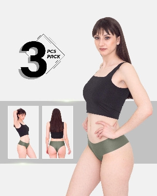 Picture of Leafletic Women's Seamless Low-Rise Hipster Underwear | Soft & Stretchable Panty | Comfortable Hipster Undergarment for Ladies | All-Day Comfort Women's Panties | 3 Piece Combo Pack