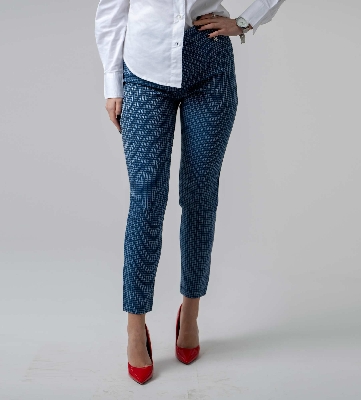 Picture of Leafletic Women's Super Stretch Jacquard Bengaline Pants | Comfortable Office & Formal Trousers | Slim Fit Ladies Bottom Wear with Viscose Blend