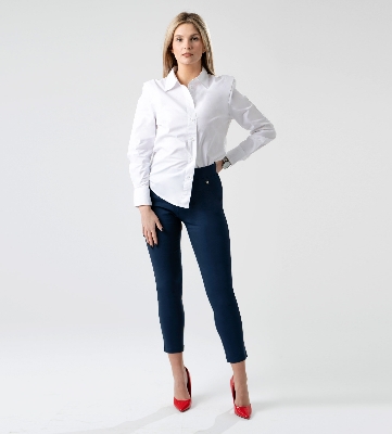 Picture of Leafletic Women's Super Stretch Bengaline Pants | Comfortable Office & Formal Trousers | Slim Fit Ladies Bottom Wear with Viscose Blend