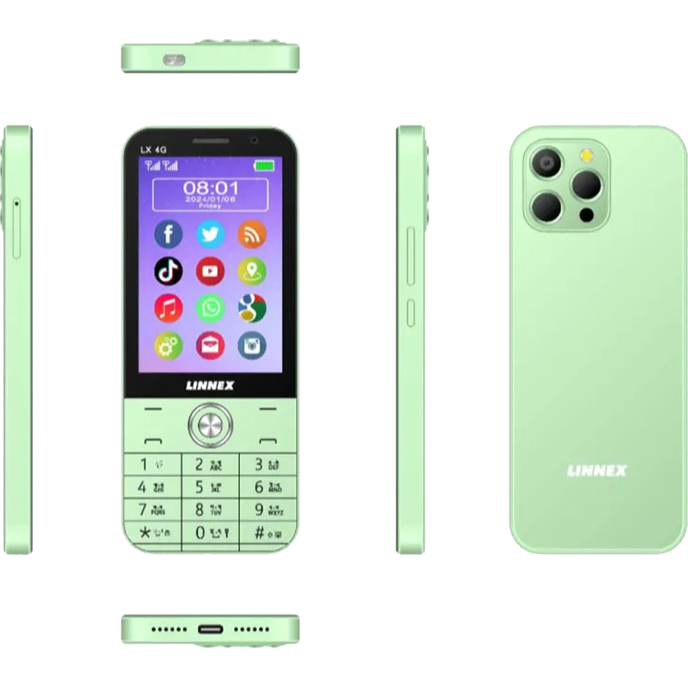 Picture of Linnex LX 4G Plus Dual SIM Feature Phone with 3GB RAM 32GB ROM, Video call, 5MP Rear Camera, WhatsApp, Youtube, Instagram, 3300 mAh Big Battery, Giant Torch, Multicolor (Best Price)