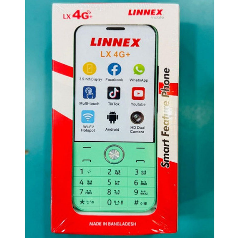 Picture of Linnex LX 4G Plus Dual SIM Feature Phone with 3GB RAM 32GB ROM, Video call, 5MP Rear Camera, WhatsApp, Youtube, Instagram, 3300 mAh Big Battery, Giant Torch, Multicolor (Best Price)
