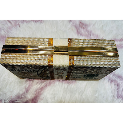 Picture of New Doller Clutch Rhinestone Purse 10,000 Dollars Stack Bags of Cash Evening Handbags Shoulder Wedding Bag