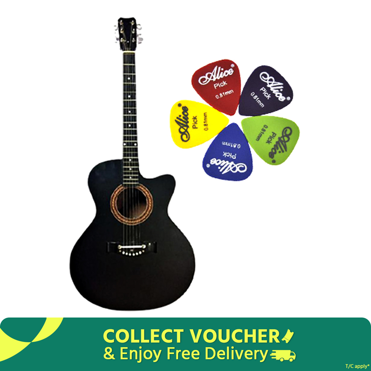 Picture of Best Beginner Choice Premium Acoustic Guitar + Picks - Black