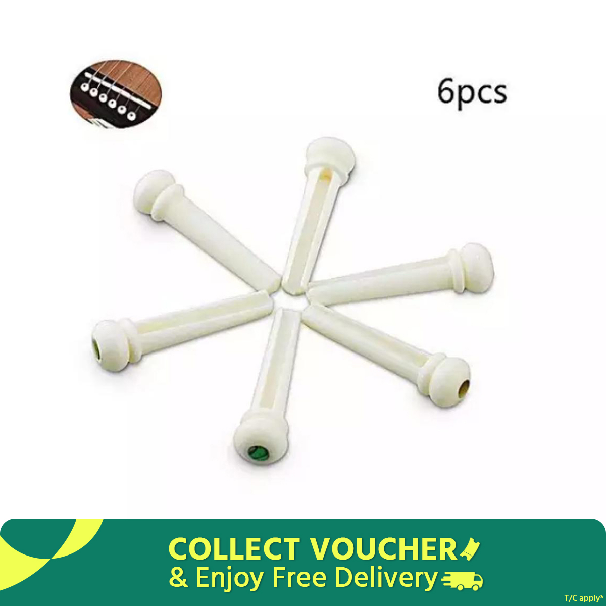 Picture of 6 Pcs Bridge Pins For Acoustic Guitar - White and black