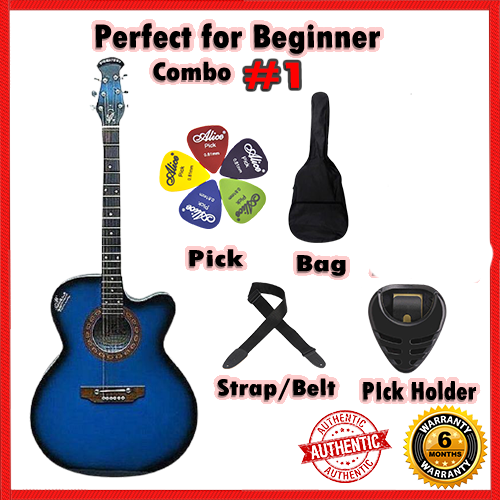 Picture of Beginner Combo 1 – Signature Acoustic Guitar with Electric Output + 3 Picks + Bag + Belt + Pick Holder  – Blue