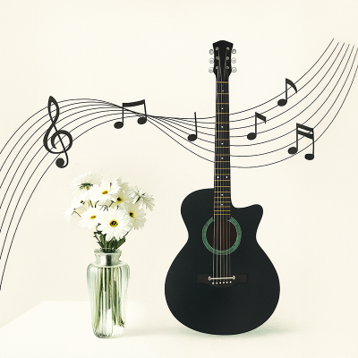 Picture of Dark BK-100B Best Beginner choice New Accoustic Guitar + bag+ picks + Belt + pin remover + Capo + Picks Holder- Black