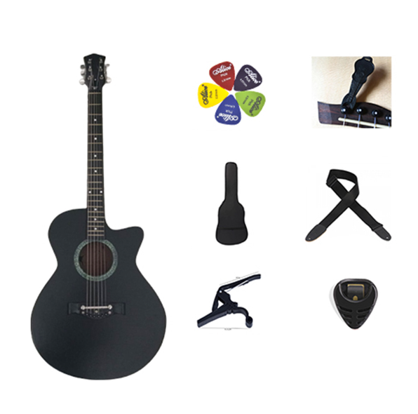 Picture of Dark BK-100B Best Beginner choice New Accoustic Guitar + bag+ picks + Belt + pin remover + Capo + Picks Holder- Black