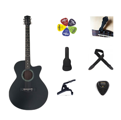 Picture of Dark BK-100B Best Beginner choice New Accoustic Guitar + bag+ picks + Belt + pin remover + Capo + Picks Holder- Black