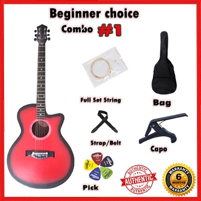 Picture of CB Beginner Choise New Accoustic Guitar + bag+ picks + Belt +Strings + Capo - Red