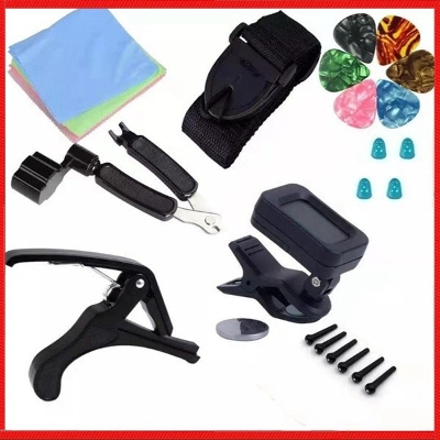 Picture of Guitar accessories set Daraz hot selling Strings Capo Tuner Picks cleaner Three-in-one string cutter