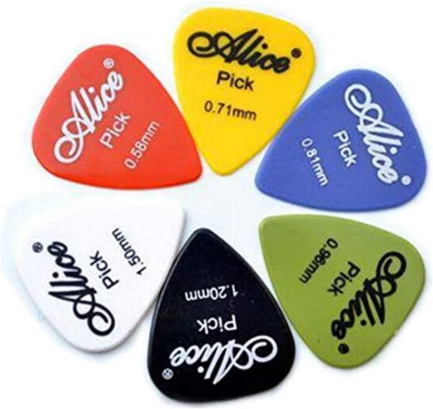 Picture of 0.58mm/0.71mm/0.96mm Random Color Celluloid Guitar Picks for Bass Electric Acoustic Guitars