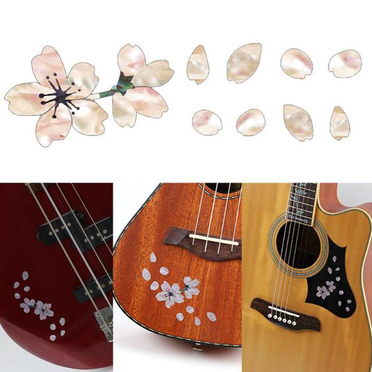 Picture of Guitar Fingerboard Panel Cherry Blossom Shell Inlaid Applique Carved Decorative Guard Board Sticker