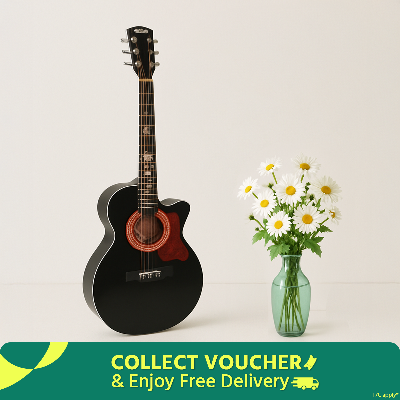 Picture of DARK DK-200B Semi Electric Guitar Basswood 6 Strings Folk Acoustic Guitar with Bag Picks