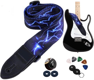 Picture of Acoustic guitar strap 41 inch electric guitar folk style cotton woven heat transfer classic crossbody shoulder strap