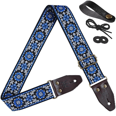 Picture of Acoustic guitar strap 41 inch electric guitar folk style cotton woven heat transfer classic crossbody shoulder strap