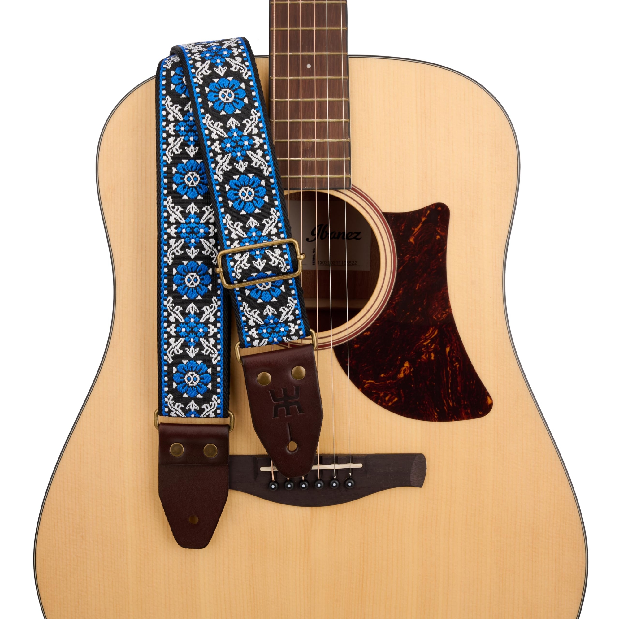 Picture of Acoustic guitar strap 41 inch electric guitar folk style cotton woven heat transfer classic crossbody shoulder strap