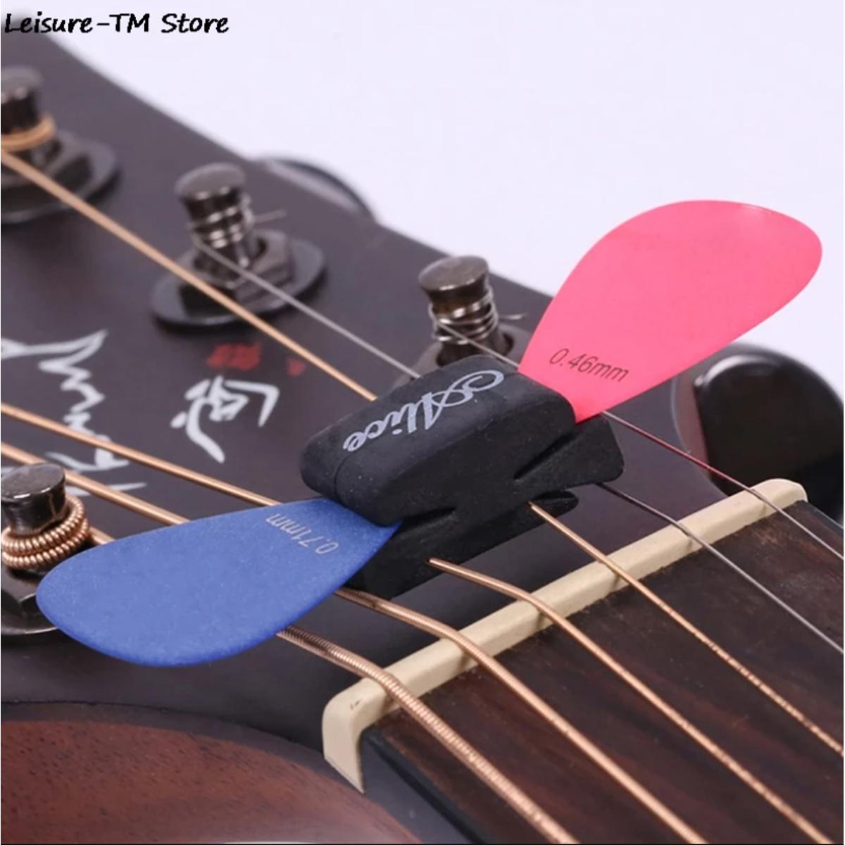 Picture of 1Pc Angel Black Rubber Guitar Pick Holder Fix On Headstock For Guitar Bass Ukulele Cute Guitar Accessories