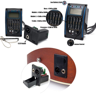 Picture of 5 Band EQ Equalizer Pickup, Acoustic Guitar Preamplifier Tuner with LCD Tuner and Volume Control LC-5 , Equalizer Pickup