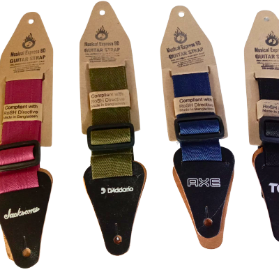 Picture of Adjustable Guitar Strap, Soft Cotton & Leather Ends Strap for Bass, Electric & Acoustic Guitar, Musical Instrument Accessories for Men Women, Black+ Blue +Pink+ Brown