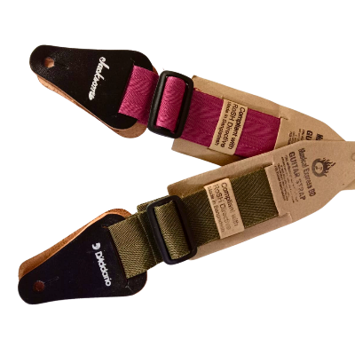 Picture of Adjustable Guitar Strap, Soft Cotton & Leather Ends Strap for Bass, Electric & Acoustic Guitar, Musical Instrument Accessories for Men Women, Black+ Blue +Pink+ Brown