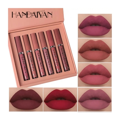 Picture of HANDAIYAN 06 Colors 2.5ml Lip Gloss Set Matte Pearlescent Non-Sticky Lip Glaze Lipstick set-B