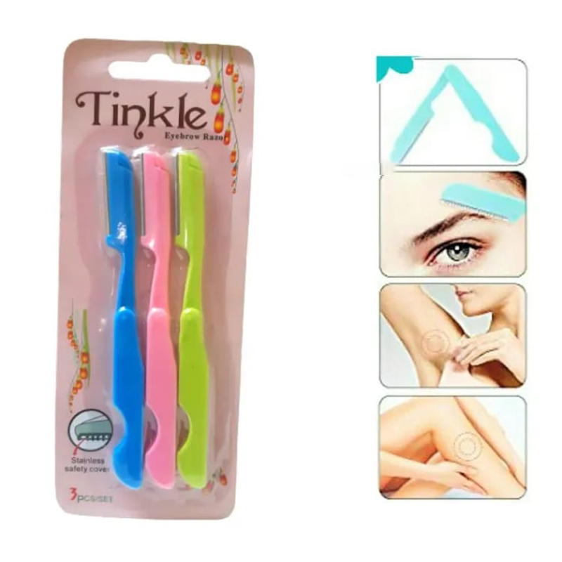Picture of 3 Pcs Tinkle Eyebrow Razor Set, Hair Trimmer Shaver and Tough up Tool, Facial Razor with Safety Cover