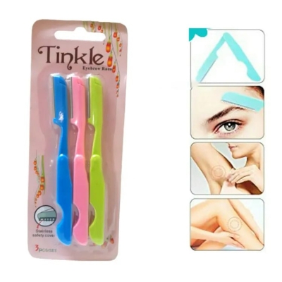 Picture of 3 Pcs Tinkle Eyebrow Razor Set, Hair Trimmer Shaver and Tough up Tool, Facial Razor with Safety Cover
