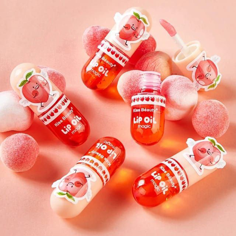Picture of Lip Oil Magic Kiss Beauty Gloss Lip Gloss Aroma 1pcs Lip Balm for Women brings a natural pink color Protects lips from dryness and restores the natural radiance of lips