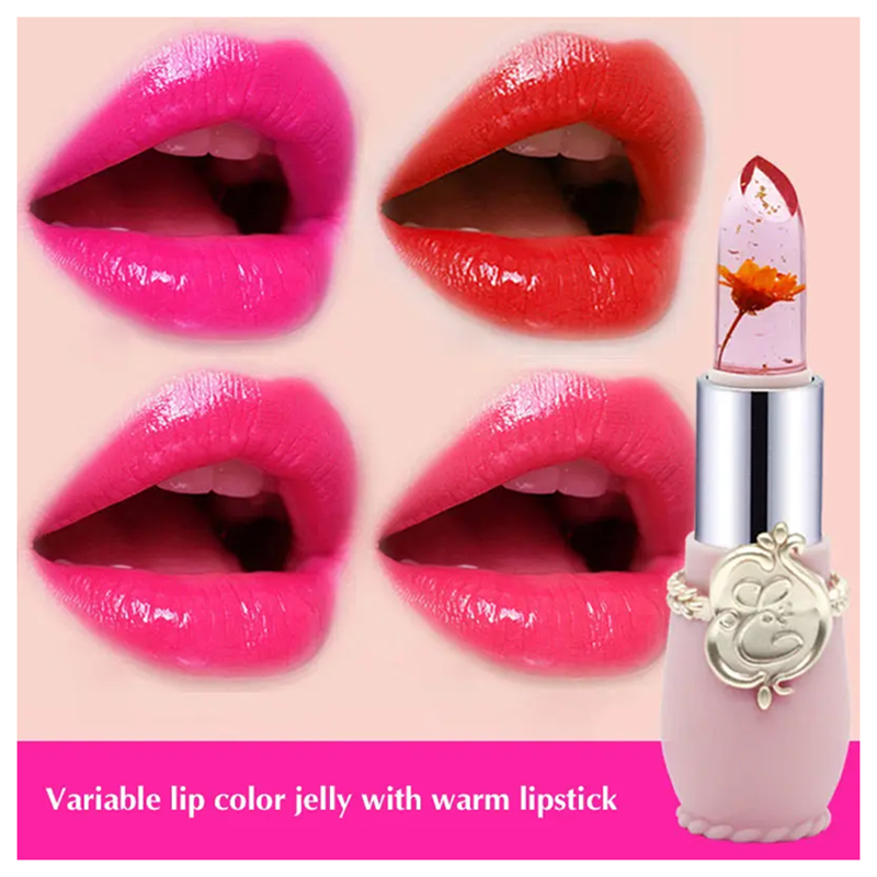 Picture of Emaymei Jelly Lip Balm Lipstick Flower Temperature Color Changing Lip Gloss Transparent Long Lasting Lipstick Moisturizer Makeup