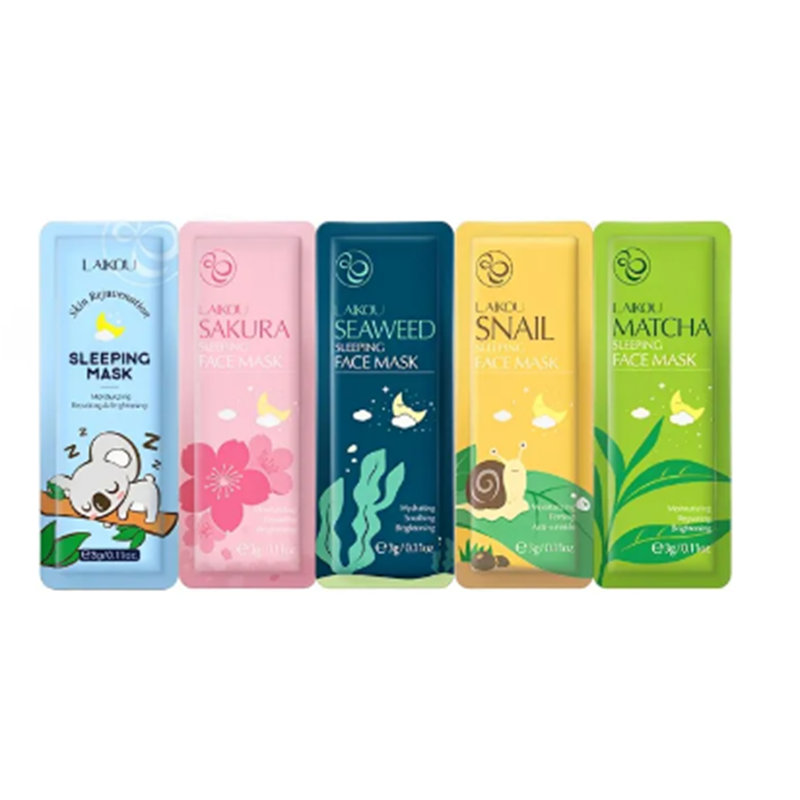 Picture of Laikou 10PCS Sakura Snail Seaweed Matcha Skin Rejuvenation No Washing Sleeping Mask Cream Hydrating Face Mask Anti Wrinkle Nourishing Skin Care Portable