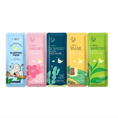 Picture of Laikou 10PCS Sakura Snail Seaweed Matcha Skin Rejuvenation No Washing Sleeping Mask Cream Hydrating Face Mask Anti Wrinkle Nourishing Skin Care Portable