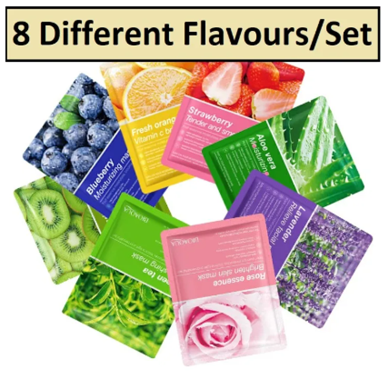 Picture of Bioaqua 8 Piece/Set Plant Fruit Mask Hydrating Moisturizing Skin Color Skin Facial -25 G