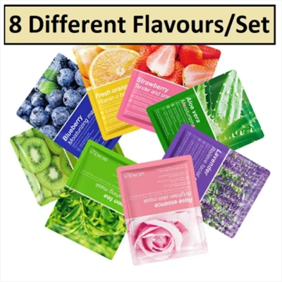 Picture of Bioaqua 8 Piece/Set Plant Fruit Mask Hydrating Moisturizing Skin Color Skin Facial -25 G