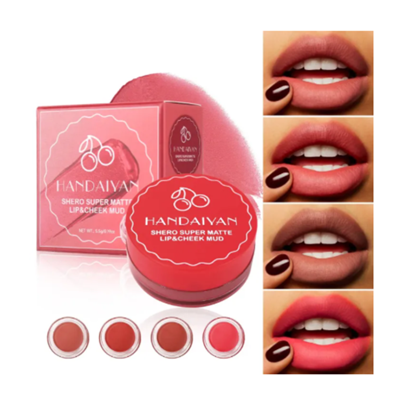 Picture of HANDAIYAN 4 Colors Long-lasting Waterproof Lip Mud Matte Mist Cheek Gel Delicate Soft Texture 2 In 1 Lip Makeup Cosmetics