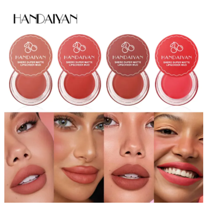 Picture of HANDAIYAN 4 Colors Long-lasting Waterproof Lip Mud Matte Mist Cheek Gel Delicate Soft Texture 2 In 1 Lip Makeup Cosmetics