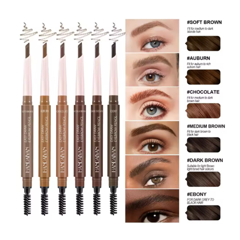 Picture of Double Head Eyebrow Pencil Rotable Eyebrow Pen Triangle Core Fine Refill Waterproof Wild Eyebrow Pen and Spiral Brow Brush