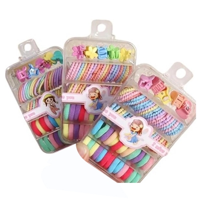Picture of Baby Hair Rubber Bands Colorful For Thin and Thick Hair Cotton Ponytail Holders For Baby Kid Girls Hair Accessories Elastic Hair Ties Mini Claw Clips (Multicolor, Set of 86 Pcs) - With Storage Box