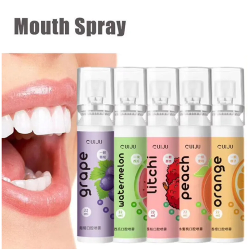 Picture of Fruit Flavor Fresh Breath Spray Cool Mouth Freshener Remove Bad Breath Oral Care Portable Work Travel Long Lasting Sweet Spray-22ml