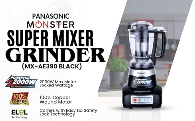 Picture of Panasonic Mixer Grinder (4 In 1) 2000 watts Black (MX-AE475)