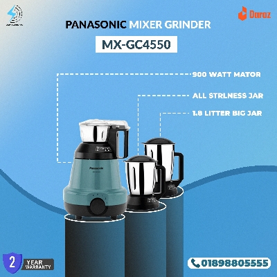 Picture of Panasonic 900W Mixer Grinder (4 In 1) Coral Blue (MX-GC4550)