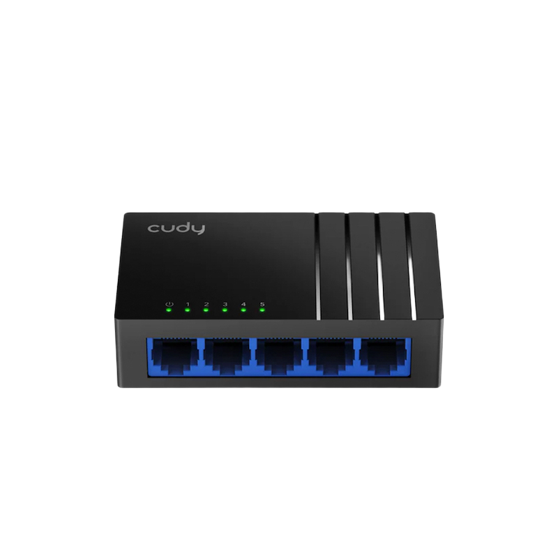 Picture of CUDY GS105D - 5-Port 10/100/1000Mbps Gigabit Desktop Switch - 5× 10/100/1000 Mbps Ports, Auto-Negotiation, Auto-MDI/MDIX - Max 140 m transmission distance with Cat 5e or higher standard cables - Power saving strategy