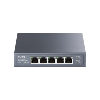 Picture of CUDY HS105 - 5-Port 2.5Gbps Unmanaged Switch - 5× 2.5G Ethernet Ports - Max 10.5W, Idle 4.7W - 119×85×28 mm (4.69×3.35×1.1") - IGMP Snooping, Loop Prevention - Desktop, Rack-Mount