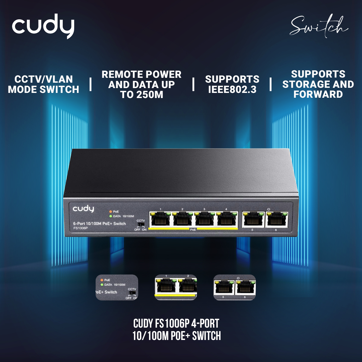 Picture of Cudy FS1006P 4-Port 10/100M PoE+ Switch