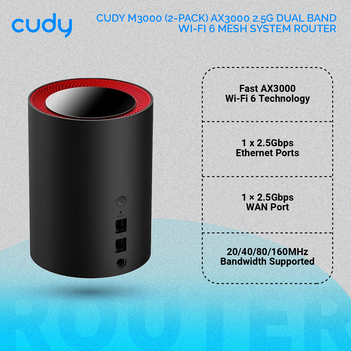 Picture of CUDY M3000 (3-Pack) AX3000 2.5G Dual Band Wi-Fi 6 Mesh System Router