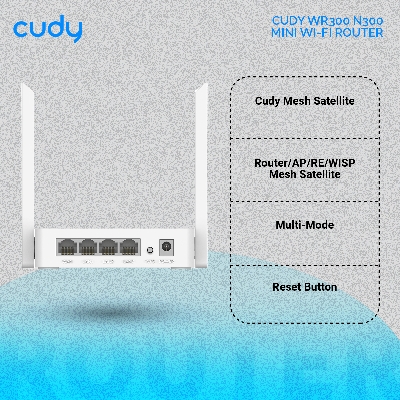 Picture of CUDY WR300 N300 Wi-Fi Router - Wi-Fi up to 300 Mbps - Four 10/100 Mbps Ethernet Ports - Cudy Mesh - Mini Router
