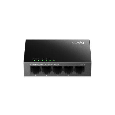 Picture of CUDY GS105 - 5-Port Gigabit Desktop Switch - Super-Fast Gigabit – Five 10/100/1000 Mbps non-blocking ports for smooth data transfer - Extra Transmission Distance – Supports up to 140 meters of Gigabit wiring - Power Saving – Reduces electricity use